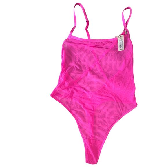 Aerie SMOOTHEZ Mesh Bodysuit pink infusion size XLarge NWT - Picture 3 of 5